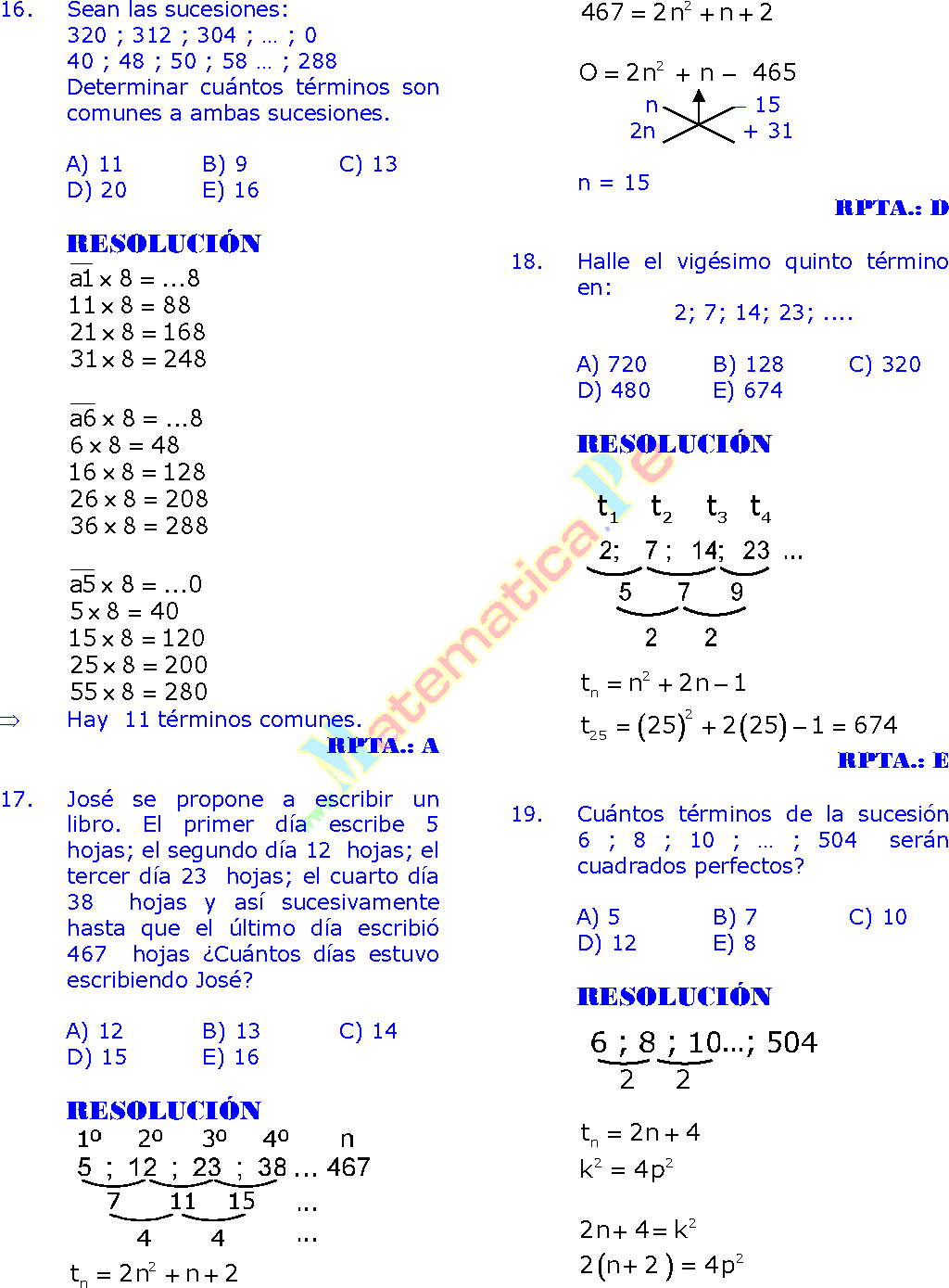 Ejercicios de sucesiones aritmeticas y geometricas resueltos pdf